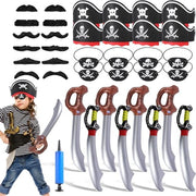 Decorazioni da Pirata per Festa di Compleanno, Halloween e Costume Party, 36 pezzi con cappello, occhialini, baffi e accessori gonfiabili