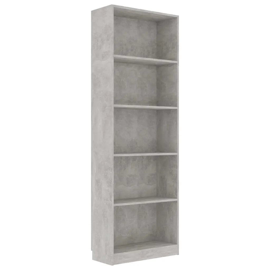 Libreria a 5 Ripiani Grigio Cemento 60x24x175 cm in Truciolato cod mxl 9285