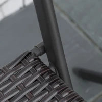 Set da Giardino Pieghevole da 3 Pezzi in Rattan PE e Metallo, Set 2 Sedie e Tavolino da Caffè, Protezione dai Raggi UV, Set di Mobili da Balcone, per Patio e Cortile, Nero