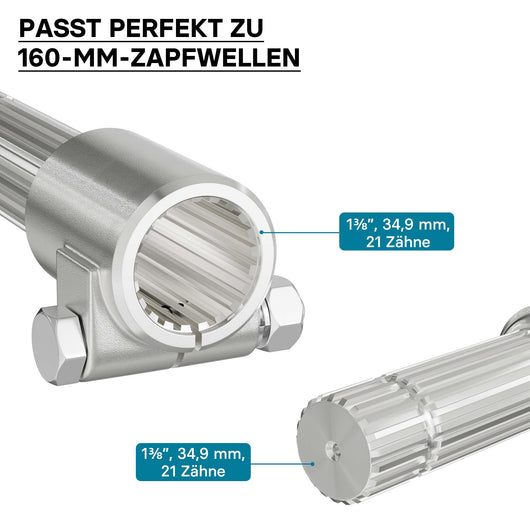 Boccola albero cardanico 160mm Attacco albero scanalato 1 3/8" 21D Albero uscita 1 3/8" 21D Trattore