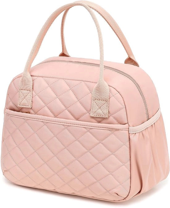 Borsa isolata per pranzo, piccola borsa per ufficio, scuola, viaggi (rosa)