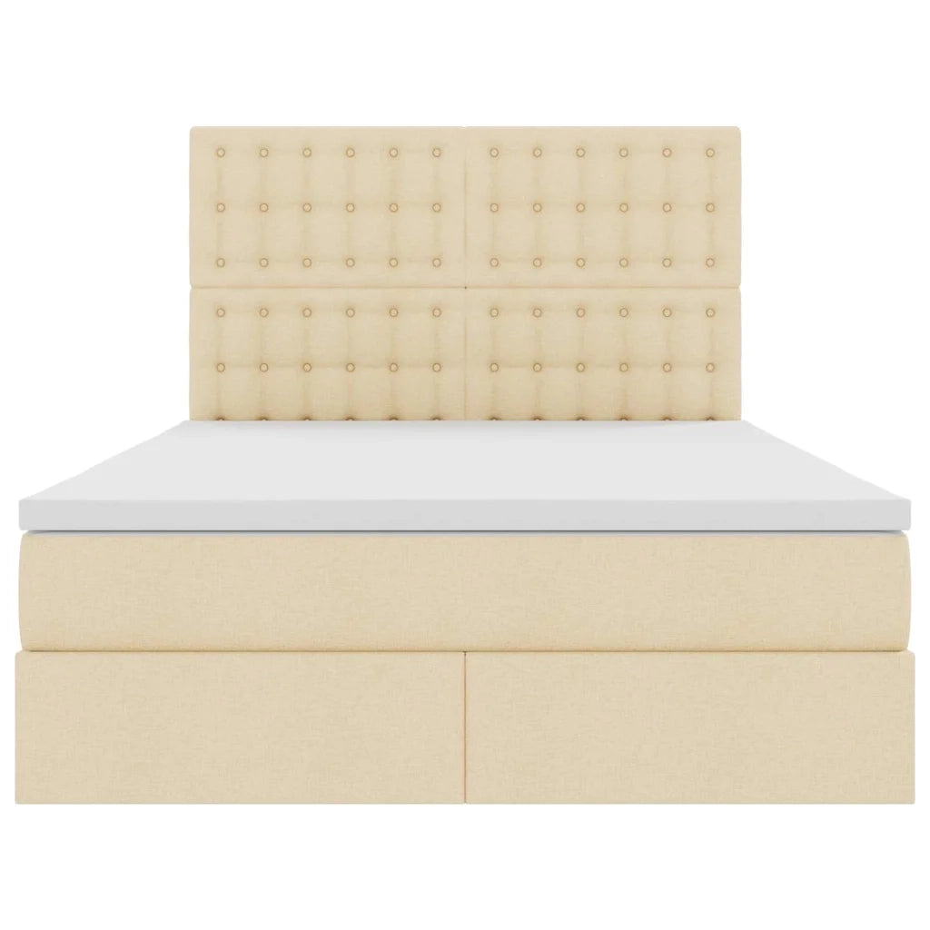 Letto con contenitore LED e materasso Crema 140 x 190 cm