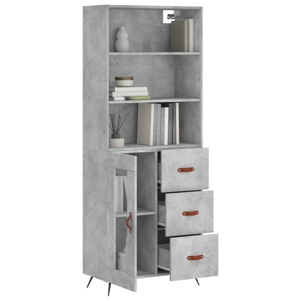 Credenza-Buffet-Armadio da cucina Grigio Cemento 69,5x34x180 cm in Legno Multistrato 323572