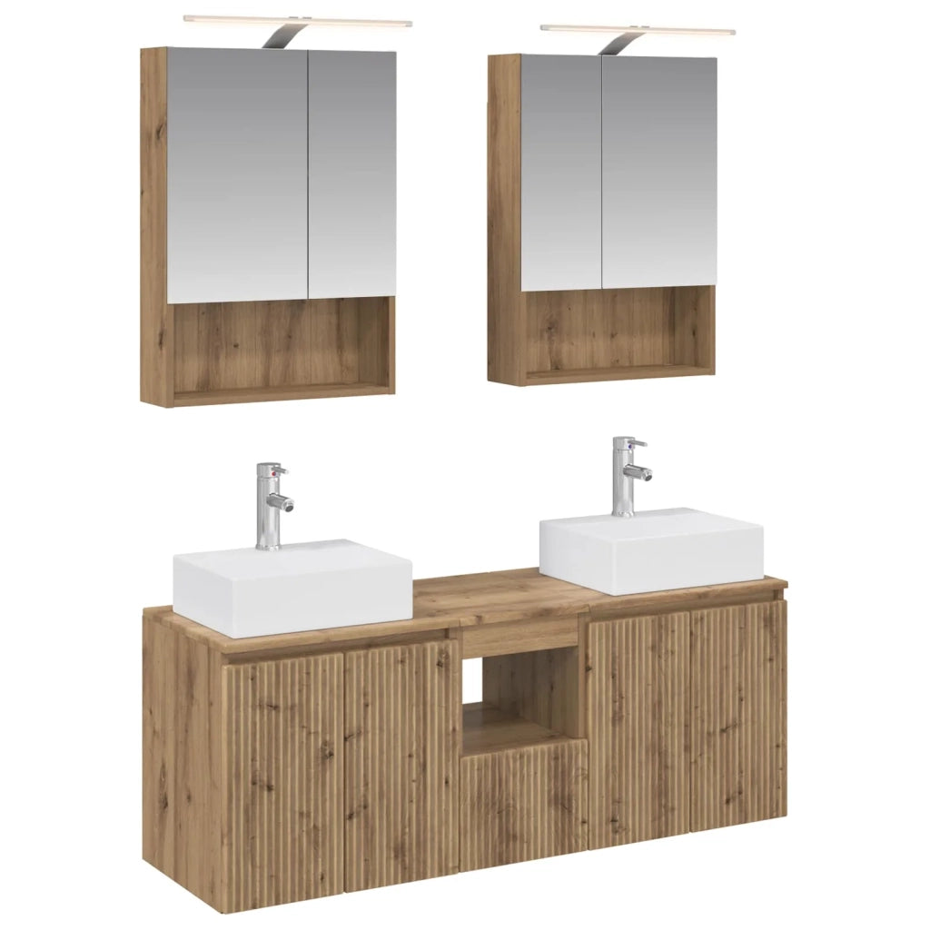 Set di Armadi da Bagno 5 pcs Rovere Artigianale 3406406