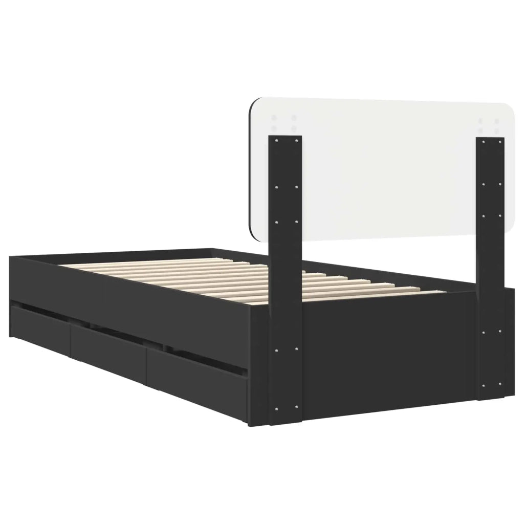Struttura del letto-Giroletto Nero 90 x 200 cm Legno ingegnerizzato 217351