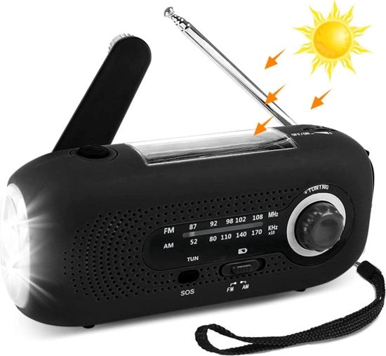 Radio di Emergenza Solare – Radio per Campeggiatori e Survival – Batteria Portatile – Lampada da Torcia – Energie Solare