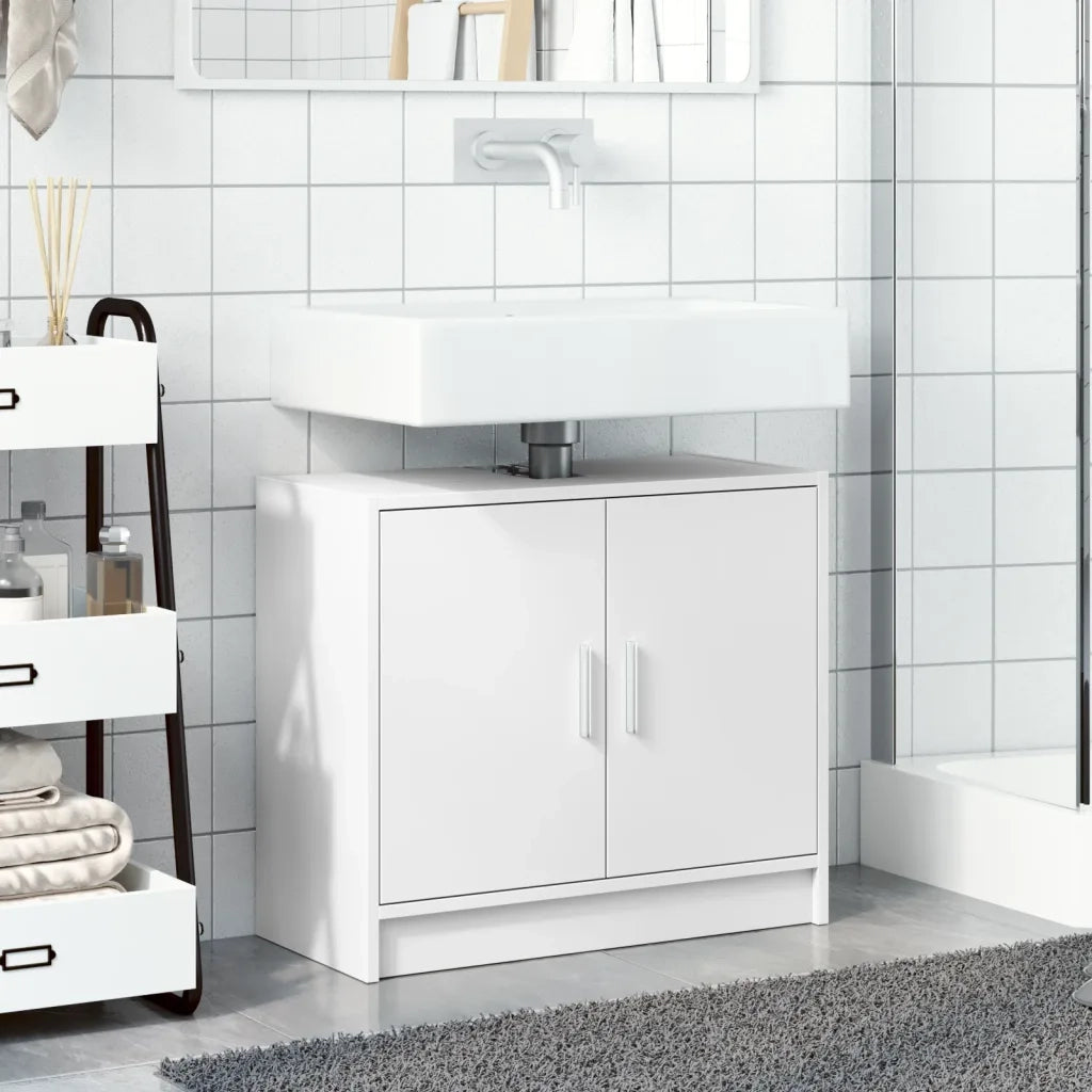 Mobile Lavabo-Armadietto da bagno Bianco 63x29x55 cm in Truciolato 236452
