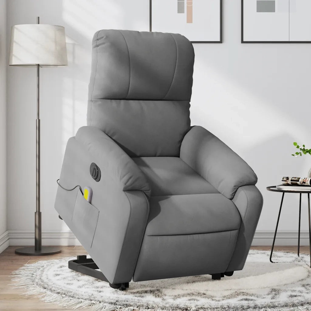 Poltrona a Rialzo Reclinabile Massaggi Grigio Scuro Microfibra 3204952