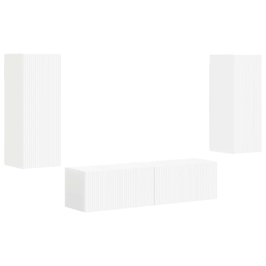 Set mobile TV Montaggio a parete 2 pz-Credenza per TV Bianco Legno multistrato 272975