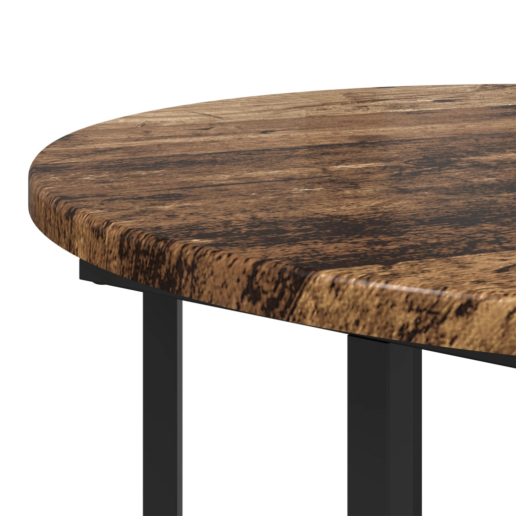 Tavolino 2 pz in Legno Vecchio e Metallo