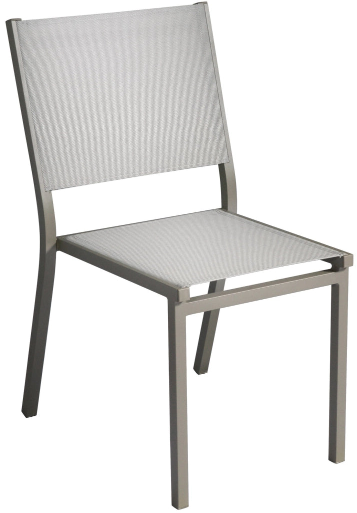 Sedia Impilabile da Giardino 48x57x87 cm in Alluminio Tortora e Textilene Elba Grigio Chiaro