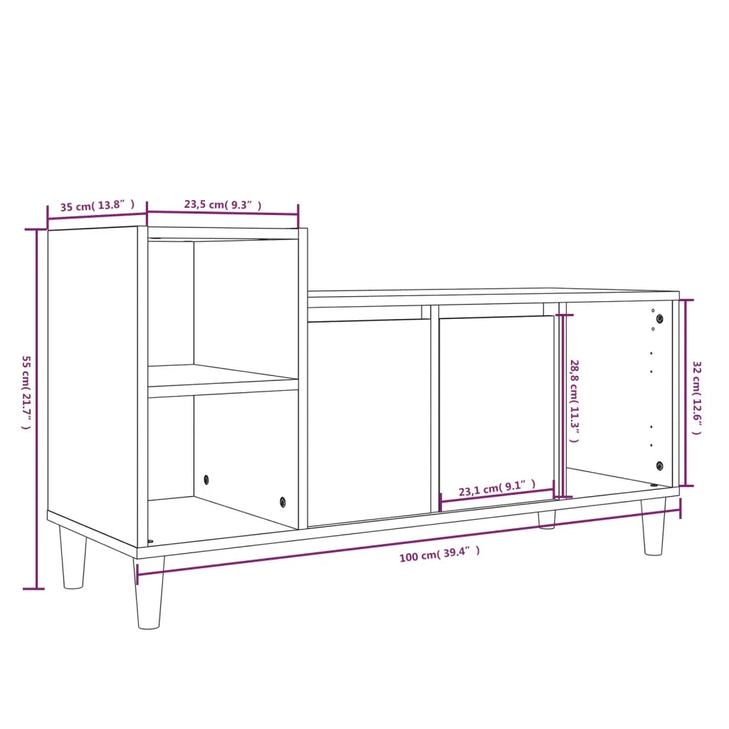 Mobile TV Rovere Fumo 100x35x55 cm in Legno Multistrato 821177