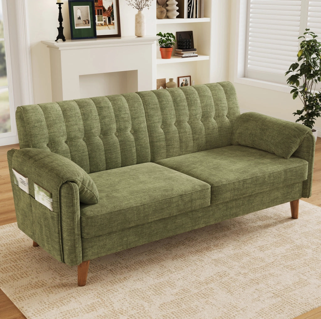 DIVANO 2 Posti 161,5x79x83,5 cm Chenille Verde