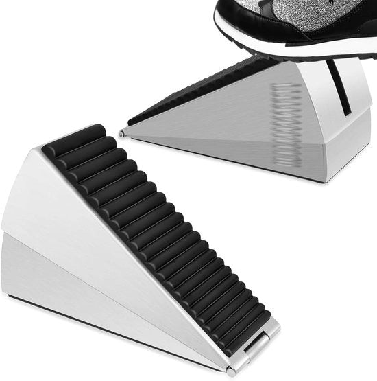 Deurstopper perno per porte interne ed esterne - Altezza del perno 75 cm - Antiscivolo e regolabile - In acciaio inossidabile con attacco in gomma.