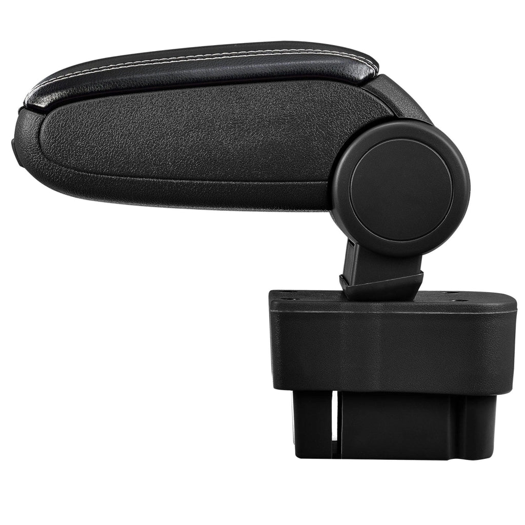 Bracciolo centrale per Opel Corsa D con scomparto imbottito pelle sintetica nera con cuciture bianche 03_0000575