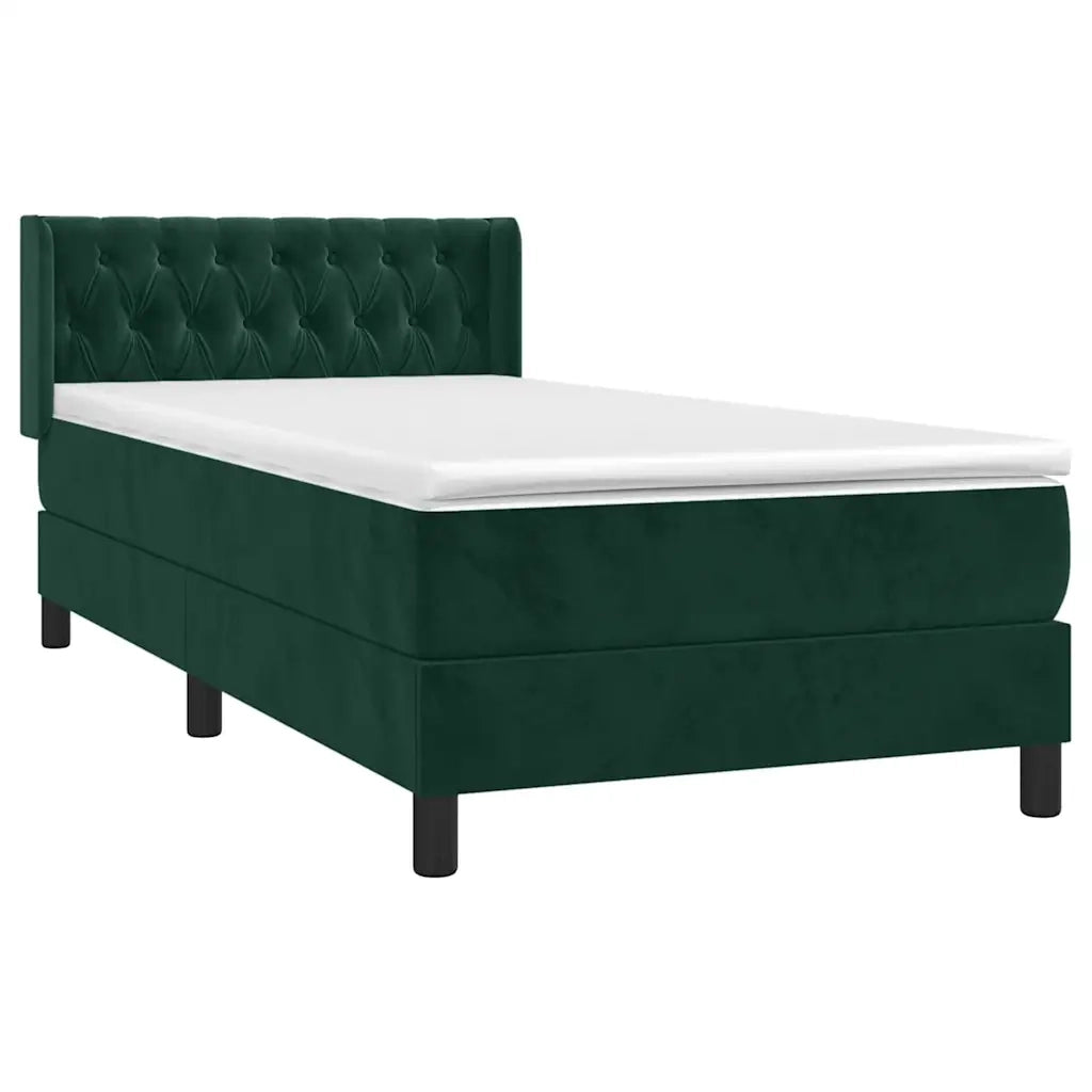 Giroletto a Molle con Materasso Verde Scuro 90x190 cm Velluto 3131114