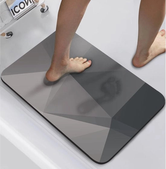 Badmat Antiscivolo 40x60cm, Badmat Assorbente Badmat Steccato, Badmat che si asciuga rapidamente con Pietra di Diatomite, Badmat da lavare per la camera da bagno colore Grigio