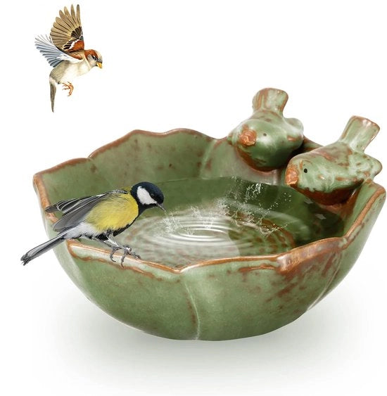 Casa per uccelli per il giardino, vasca per uccelli, finitura retro, casa per uccelli, piatto per frutta, stazione di alimentazione per uccelli, vasca per uccelli, recipiente per giardino, acquario, giardino dietro casa, esterno.