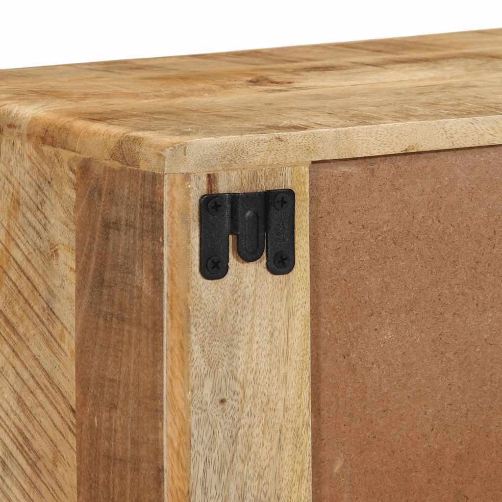 Mobile TV da parete salvaspazio 100 x 32 x 25 cm pratico contenitore stile contemporaneo legno massello di mango grezzo 02_0058066