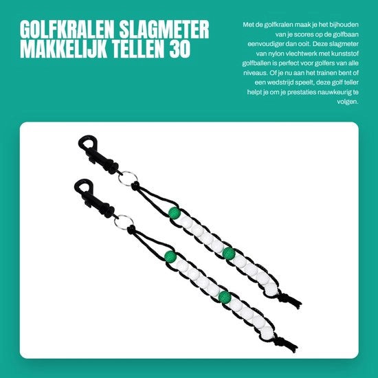 Contatore di Punteggio per Golf con Clip Duraturo - Slittino di Punteggio - Rete in Nylon - 4 Perle Bianche/1 Perla Verde - Contatore di Punteggio Effettivo per Golf - Contatore di Punteggio