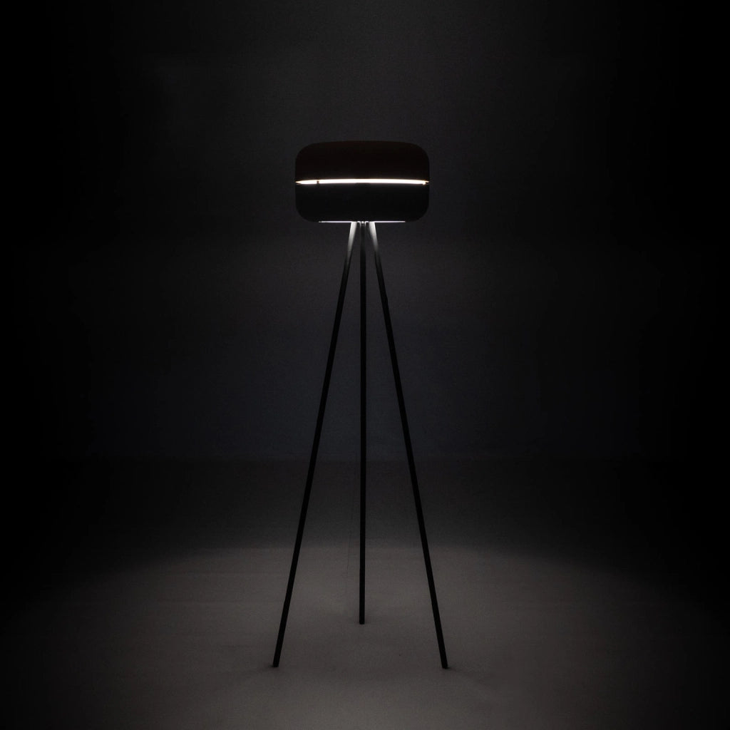 Idra Lampada da Terra con Paralume in Metallo Rosa e Grigio e Struttura Nera, Attacco E27 Max 40W, Design Elegante per Interni - Idra