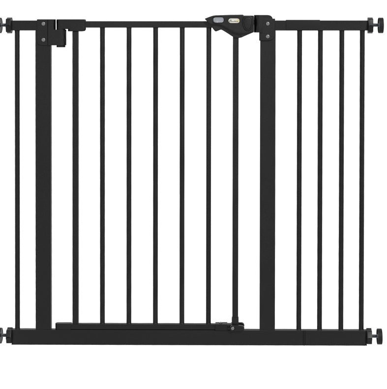 Cancelletto di sicurezza per cani 82x73x6.5 cm con chiusura automatica; metallo nero