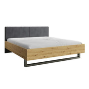 Letto adulto design 180x200 - Rete inclusa - Collezione IZO. Colori rovere e grigio antracite.