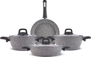Set di teglie in pietra naturale organica - Antiaderente - 7 pezzi - Incluso con coperchi in vetro