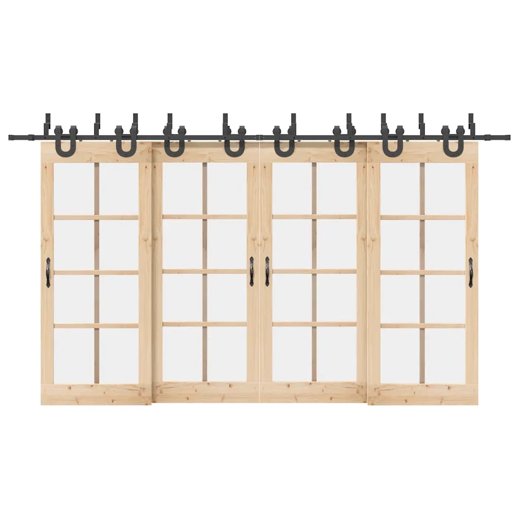 Kit di Binari per Porte Scorrevoli 400 cm Acciaio Nero 3295754