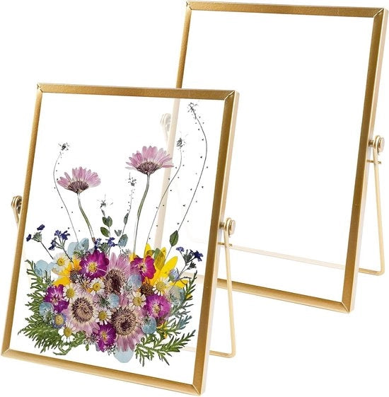 Fotolijst Glazen Dubbelzijdig per Set di 2 - 15 x 20 cm - Goud
