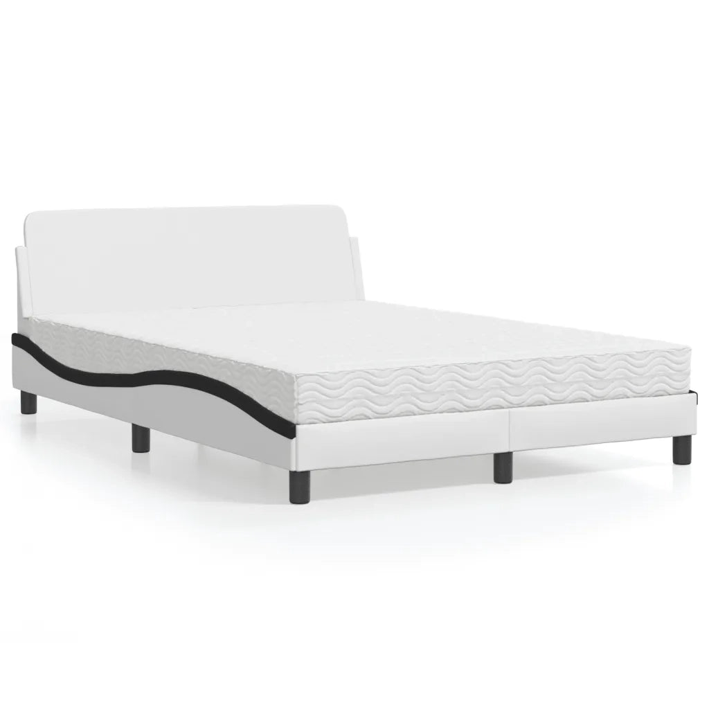 Letto con Materasso Dover Bianco e Nero 140x190 cm in Similpelle 3208403
