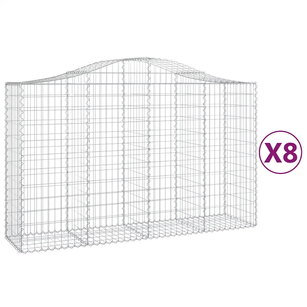 Cesti Gabbioni ad Arco 8 pz 200x50x120/140 cm Ferro Zincato 3145667