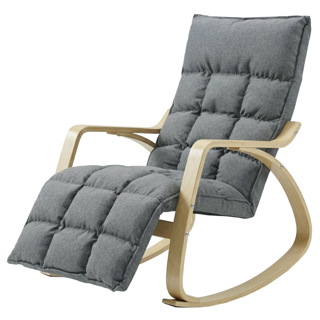 Poltrona dondolo con poggiapiedi regolabile ¨C Xylo ¨C tessuto grigio imbottita relax