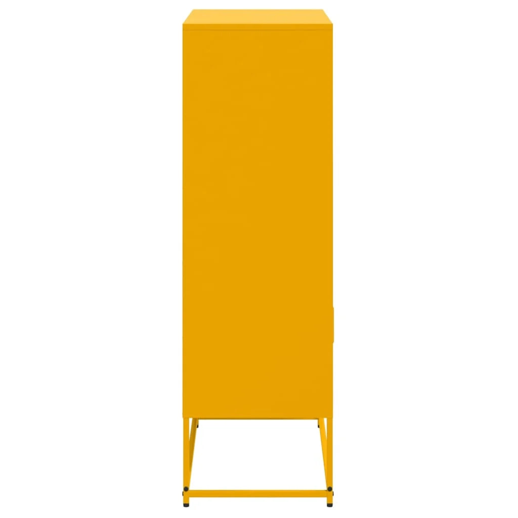 Buffet credenza cassettiera armadio mobile contenitore organizer cucina soggiorno salotto alto giallo senape 68,5 x 38,5 x 123,5 cm acciaio giallo 02_0034733