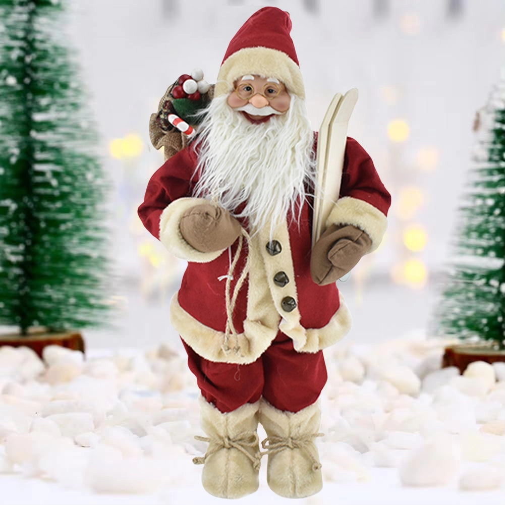 Statuina Babbo Natale Rosso  Statuetta 80cm Vestiti in Tessuto Addobbo Natalizio
