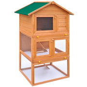 Conigliera all'Aperto Gabbia Animali Piccoli a 3 Livelli Legno 170161