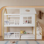 Letto a castello - Xylo - 90x200cm - Bianco+Natural - Pino+MDF