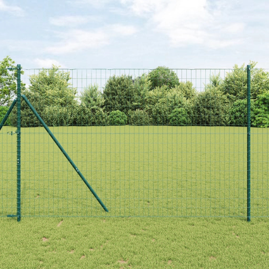 Recinzione Euro con 7 pali 1.6x10 m Acciaio zincato Verde