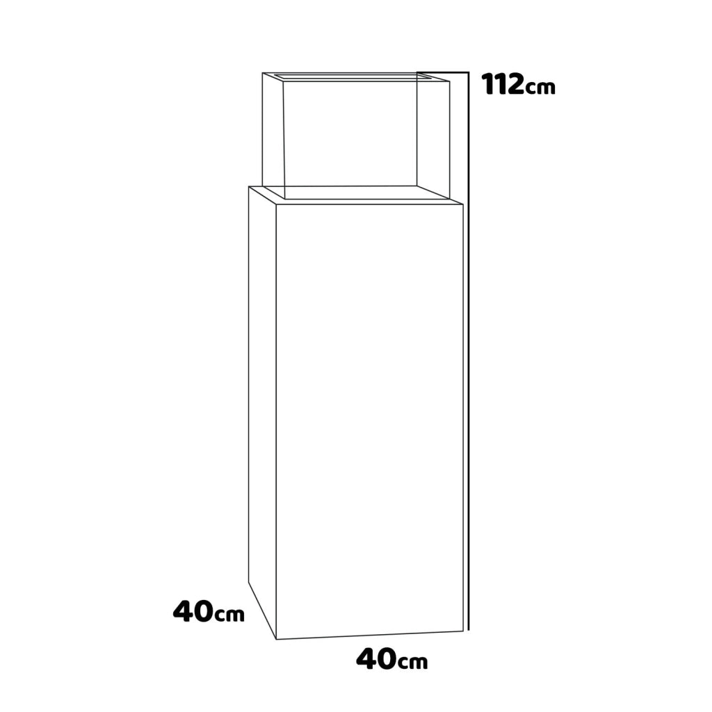 Marcantonio - Camino a bioetanolo da terra freestanding, biocamino da pavimento, dimensioni 40x40xH112 cm