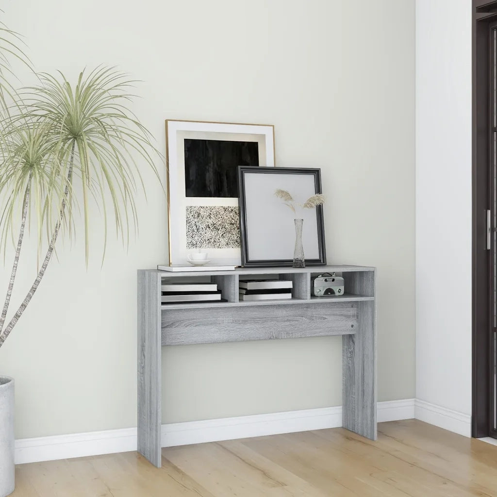 Tavolino Consolle Grigio Sonoma 105x30x80 cm Legno Multistrato 815940