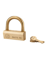 Lucchetto NAUTIC 68 mm in ottone con arco in ottone, 3 chiavi – THIRARD