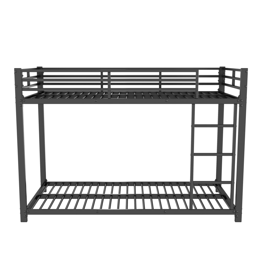 OKWISH Letto a Castello 90×200 cm, Letto Singolo con Sponde di Sicurezza e 2 Reti in Metallo, senza Materasso, Nero