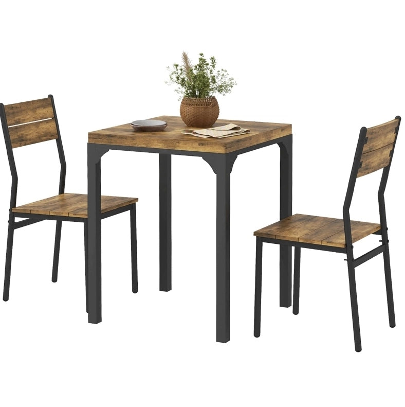 TAVOLO da pranzo 60x60 cm Marrone rustico Set da 3 pezzi