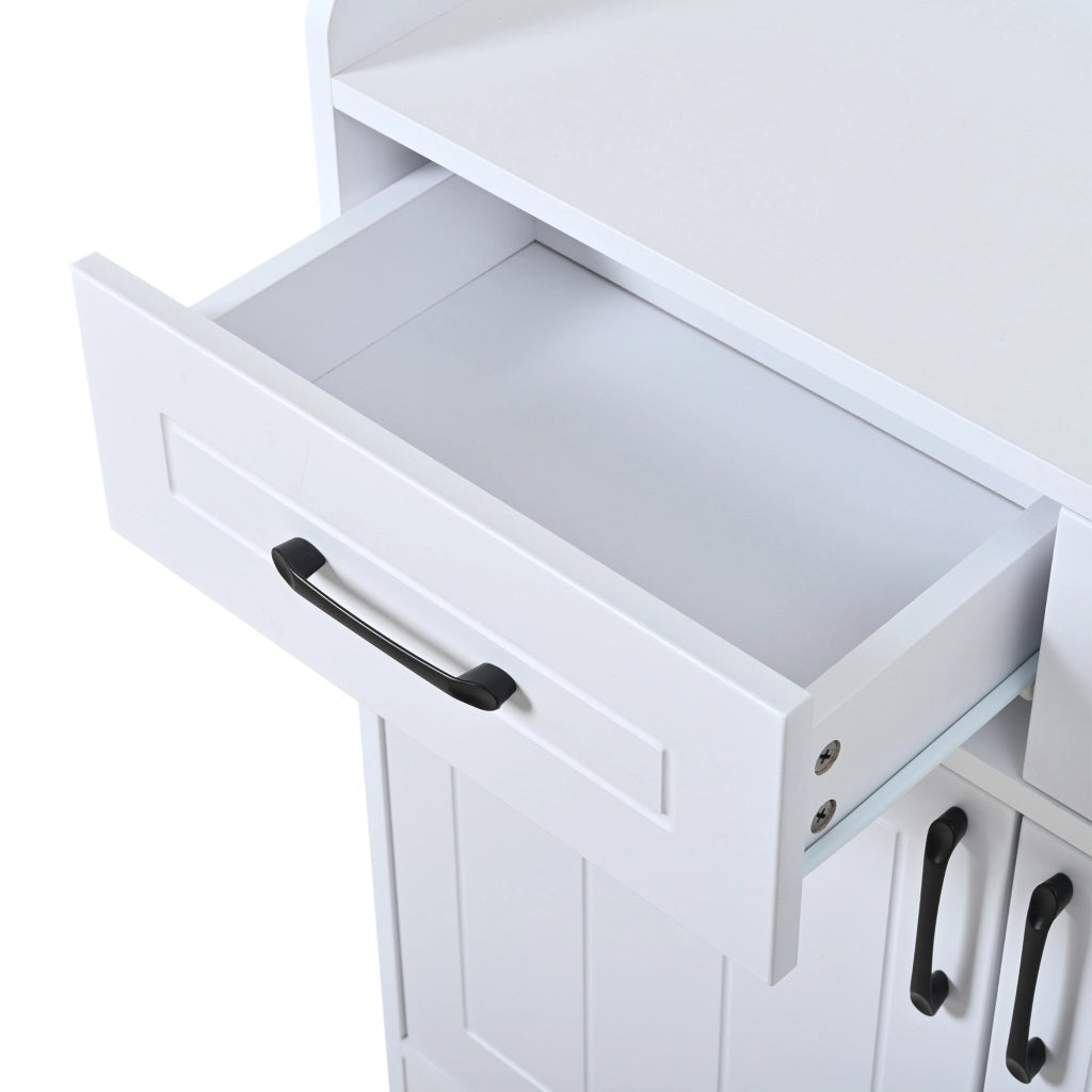 Credenza bianca 120 x 35 x 80 cm con 3 cassetti e 3 ante; in truciolare