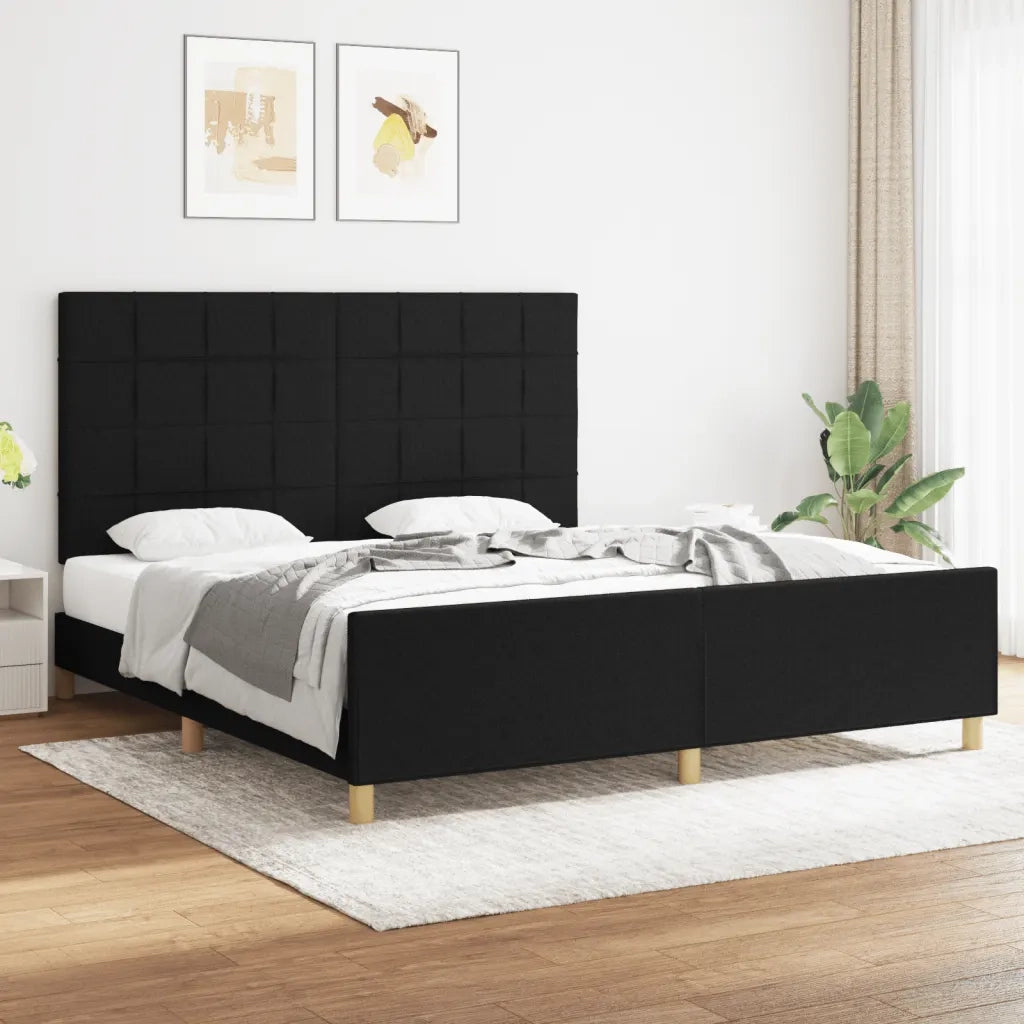 Giroletto senza Materasso Nero 180x200 cm in Tessuto