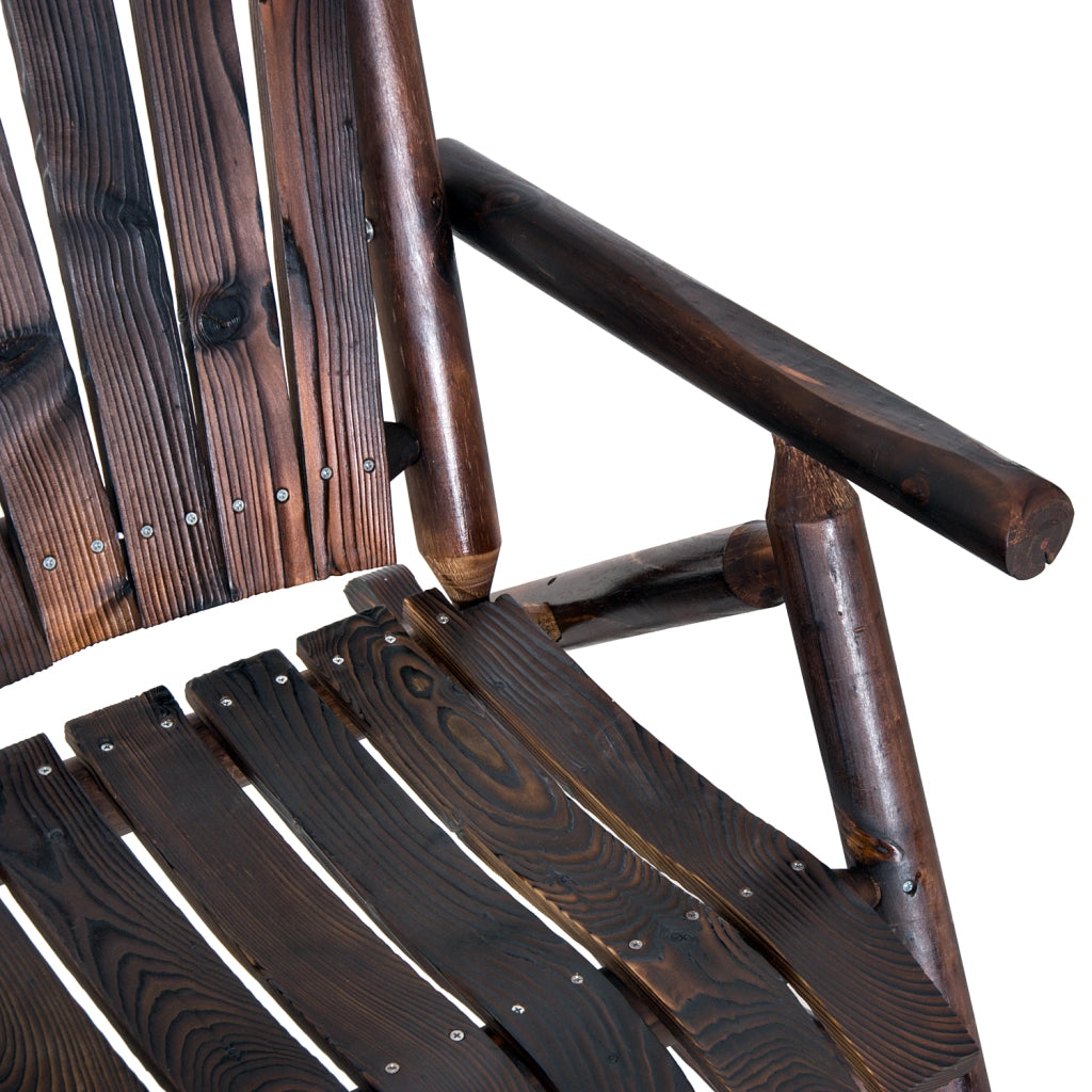 Sedia a dondolo con braccioli in legno massiccio carbonizzato; 97 x 69 x 93 cm; resistente alle condizioni esterne