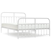 Letto matrimoniale | Letto per adulti | Giroletto con Testiera e Pediera Metallo Bianco 140x200 cm