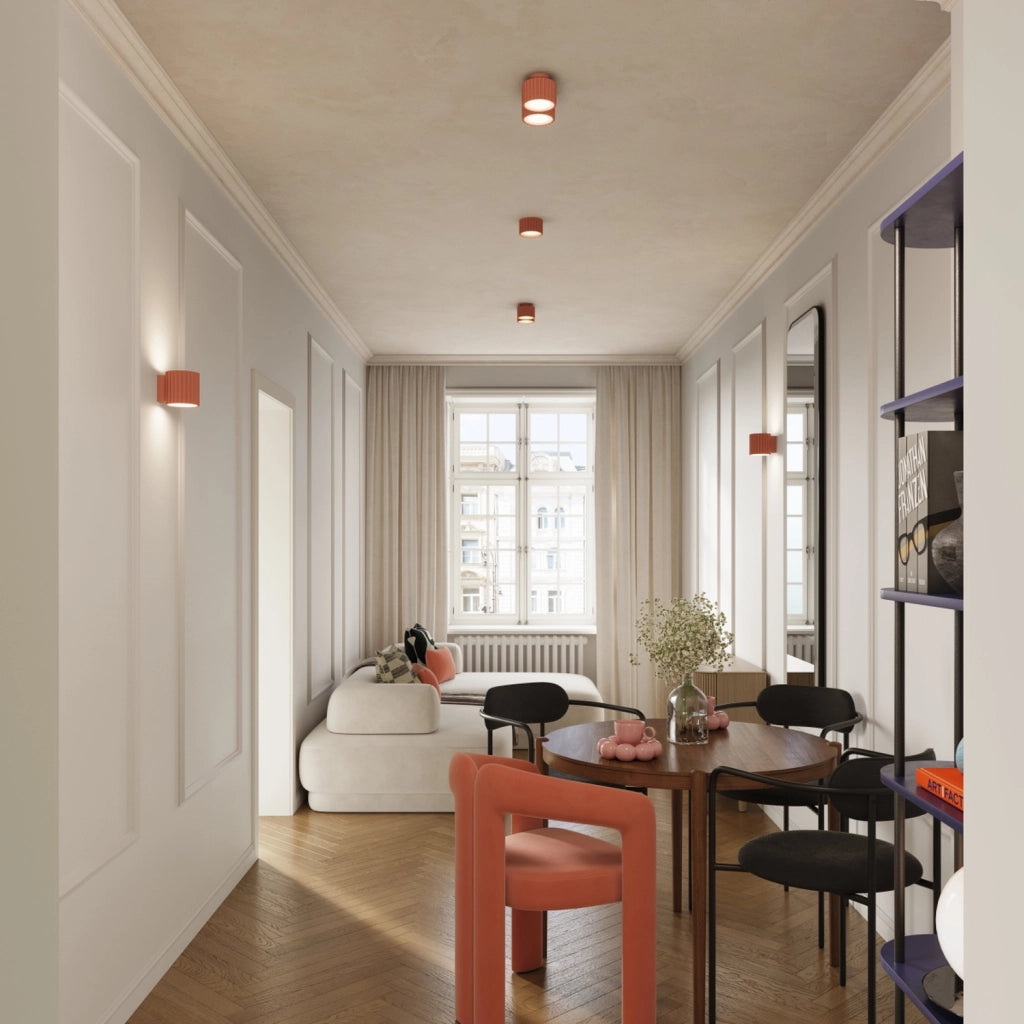 Faretto soffitto moderno rigato tondo pesca 6cm GX53 10W VISTAO
