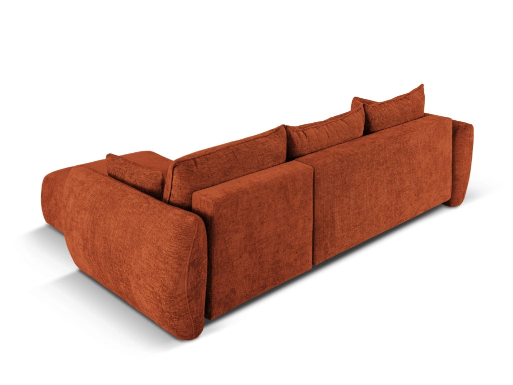 Cosmopolitan Design - Divano convertibile angolare destro con contenitore "Matera" 4 posti in ciniglia terracotta 