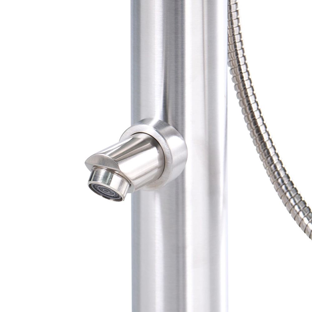 Set Doccia Miscelatore da Giardino per Esterni in Acciaio Inox Color Argento con Funzione Pioggia Moderno